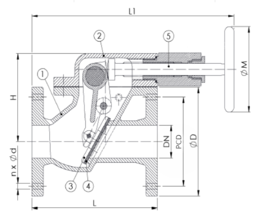 Захлопка штормовая (STORM VALVE) прямая, с запирающим устройством, PN4/PN10