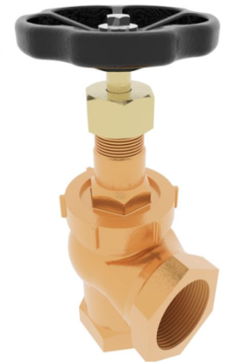 Клапан муфтовый (GLOBE VALVE THREADED ENDS) угловой запорный (невозвратно-запорный), PN16