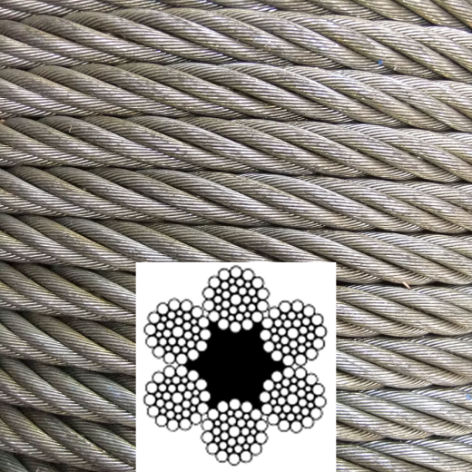 Канат стальной оцинкованный 6x36WS+FC